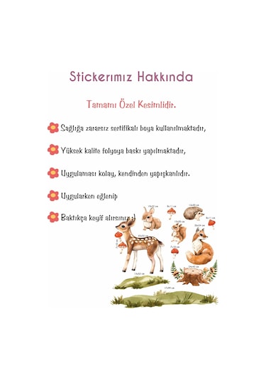 Ormanda Ceylan Ve Arkadaşları Sticker Seti Çocuk Bebek Odası Sticker