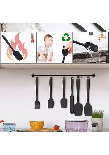 6lı Takım Yanmaz Yapışmaz Mutfak Pasta Slikon Yumurta Fırçası Kaşık Bıçak Spatula Seti Diğer