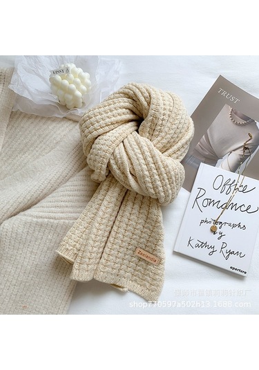 Kadın Sonbahar/kış Yüz Eşarp: Kalın Yün, Her Kombine Uygun-bej Bej