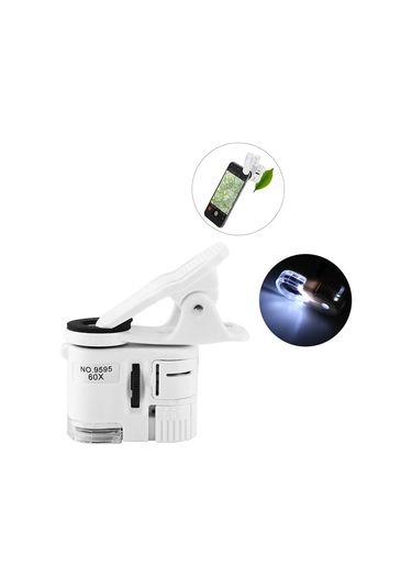 Hpy Pazar 60x Led Işıklı Telefon Dijital Mikroskobu Evrensel Klipsli Lens
