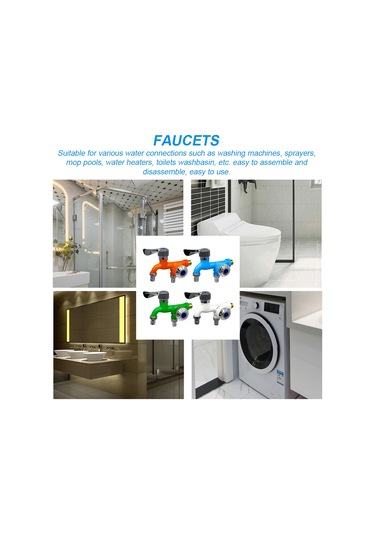 Xiyyadms Çift Su Çıkışı Seramik+metal Materyalli Mutfak/balkon/banyo Çok Amaçlı 1/2 İnç Vida Lavabo Musluğu Mavi Mavi