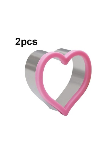 2 Adet Paslanmaz Çelik Kek Kurabiye Pişirme Kalıp H Pembe