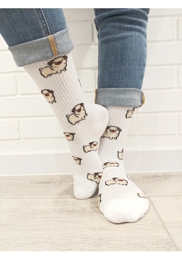 Nosbox Mops Baskılı Çoraplar 257610347 Beyaz