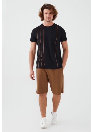 Arnetta Vertical Stripes Siyah Erkek Bermuda Takım 001