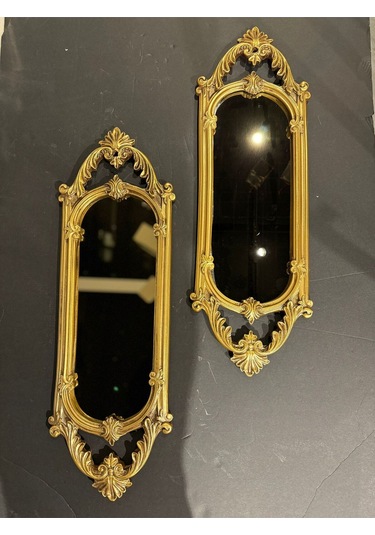 Dekoratif Polyester Ikili Niş Dikdörtgen Ayna Takımı Polyester Gold