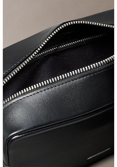 Erkek Yazı Logo Plakalı Aksesuar Çantası - Siyah Black