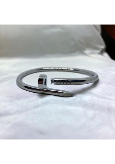 Gümüş Rengi Paslanmaz Çelik Çivi Kelepçe Bileklik Bilezik Çok Renkli