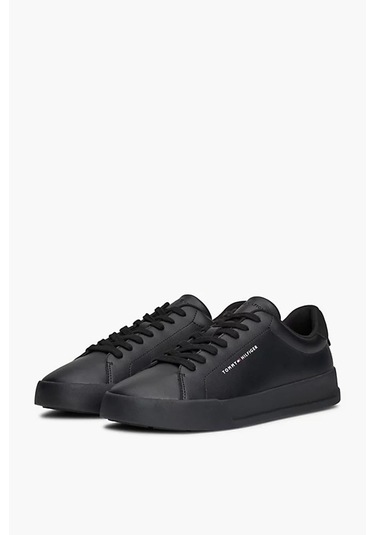 Erkek Th Court Leather Graın Ess Sneakers Triple Black