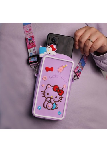 Hello Kitty Silikon Çantaaskılı Telefonluk-1822 Altın