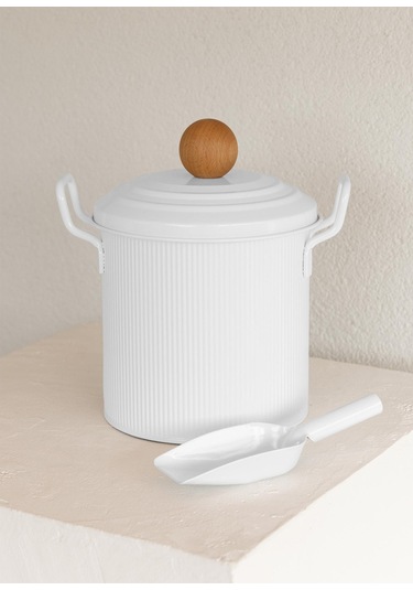 The Mia Stripe Bakliyat Ve Deterjan Saklama Kabı Beyaz