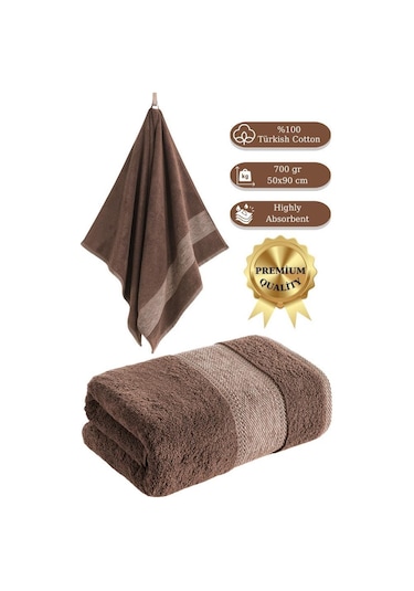 %100 Cotton Saç Havlusu Maura 50x90 Cm Kahve