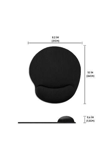Siyah Bilek Destekli Ergonomik Jel Kaymaz Taban Mouse Pad