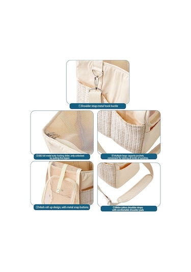 Cbtx Taşınabilir Pamuk Kanvas Gezi Omuz Kedi Çantası Bej