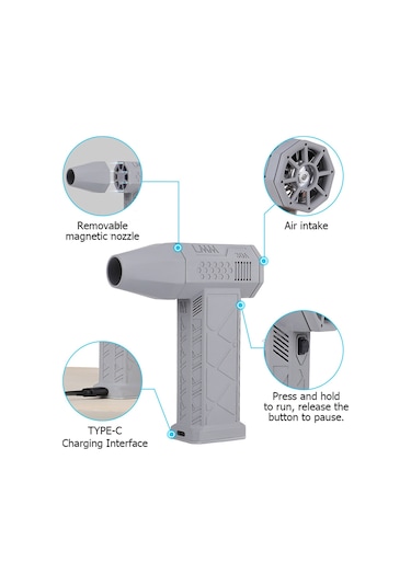 Hallow W23984B Taşınabilir Turbo El Tipi Toz Giderme Turbo Jet Fan