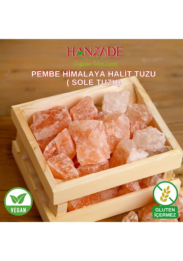 Hanzade Bitkisel Halit Tuz Sole Tuzu Pembe Şeffaf Berrak 3 KG