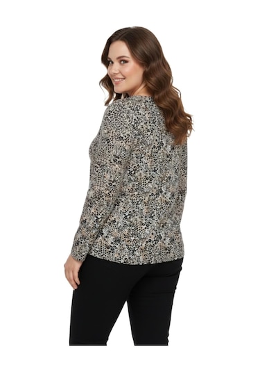 Linsolita Kadın V Yaka Modelli Baskılı Bluz Bgl-st05106 VİZON