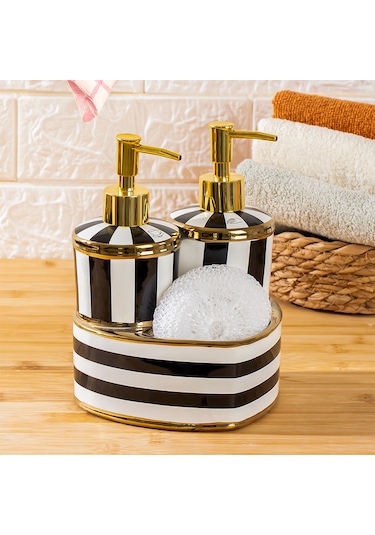 Perotti 16711 Maura Nero 2'li Porselen Sıvı Sabunluk Seti