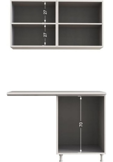 Manzaa Hazır Mutfak Dolabı 120cm - Parlak-beyaz Laminat Tezgah Dahil-bulaşık Makinesi Yeri Mevcut Mürdüm