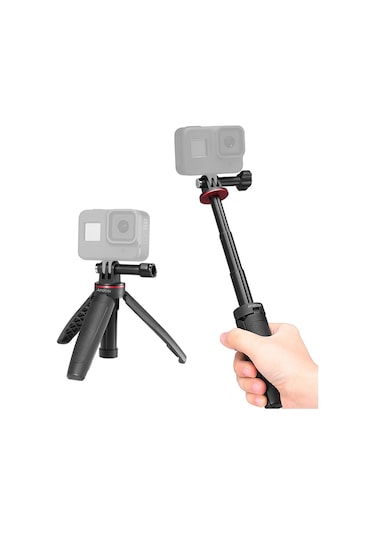 Mini Genişletilebilir Masaüstü Tripod Elde Taşınabilir Aksiyon Kamerası Vlog Selfie Çubuğu Braketi Gopro Hero 9/8/7/6/5 İçin Yedek Siyah