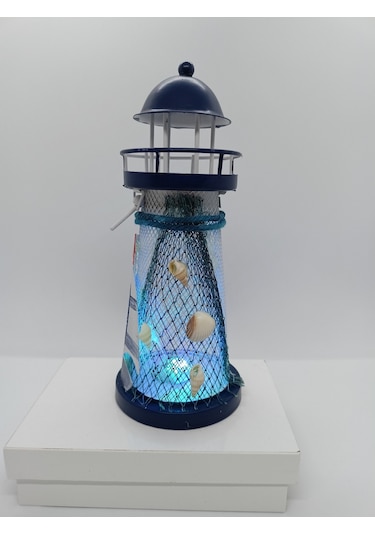 METAL LED IŞIKLI DENİZ FENERİ-DEKORATİF
