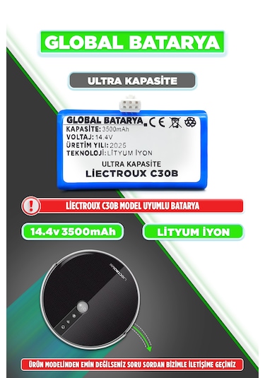 Liectroux C30b Robot Süpürge Bataryası 3500mah Li-ion Pil