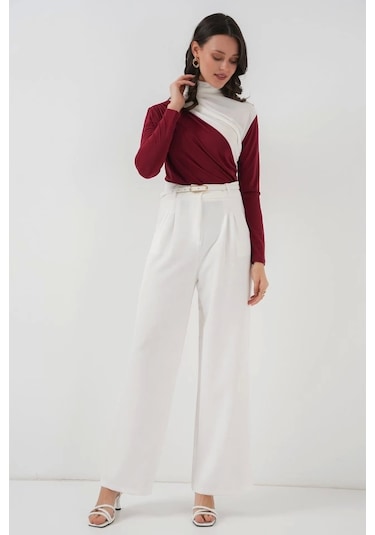 Defymoda 940 Büzgü Detaylı Sandy Bluz - Bordo Bordo