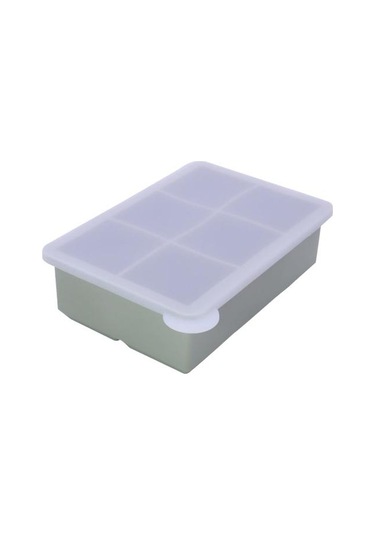 Kapaklı Büyük Kare Buz Küpü Tepsisi İstiflenebilir Yer Tasarruflu Buz Yapıcı Yeşil