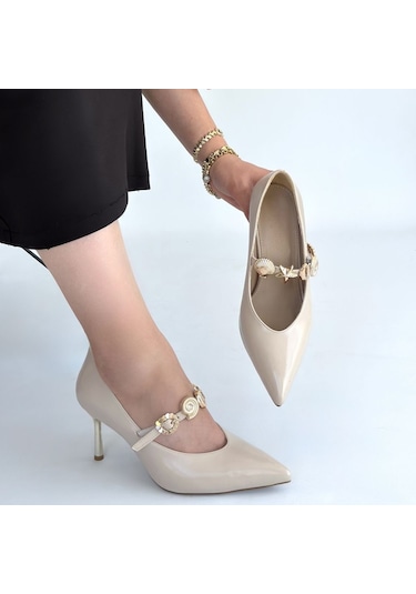 Cojans Conne Bej Cilt Stiletto Ayakkabı Göründüğü Gibi