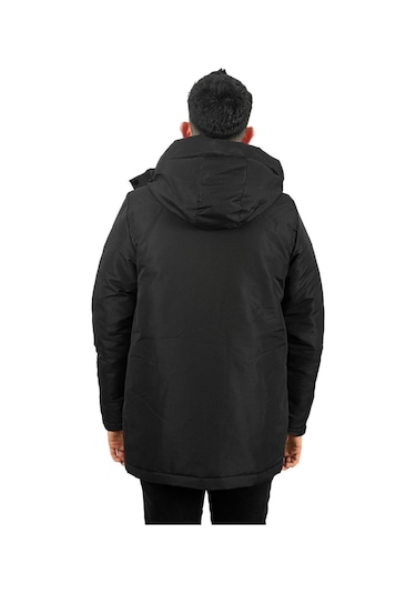 Montland Erkek Siyah Içi Polarlı Su Ve Rüzgar Geçirmez Kapüşonlu Kışlık Mont Siyah