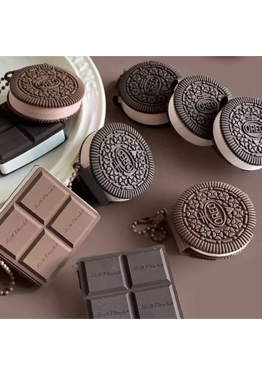 2'li Mini Kare Çikolata Figürlü Kokulu Not Defteri Zincirli Anahtarlık Kahverengi