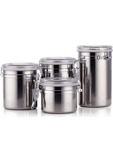 Pazly 1 Adet Paslanmaz Çelik Mühürlü Teneke Kutu Depolama Şişeleri 10x16 Cm Kahve Unu Şeker Konteyner Tutucu Ev St Gümüş