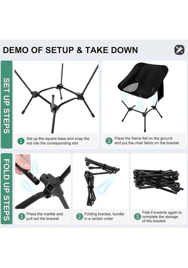 Bloomnest Yükseklik Ayarlanabilir Hafif Kamp Sandalyesi, Taşınabilir Katlanır Kamp Sandalyesi A623 Altın-siyah Altın - Siyah