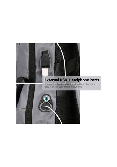 Didadodo Büyük Kapasiteli Usb'li Laptop Çantası - Seyahat & İş İçin Pratik Gri Sırt Çantası Gri
