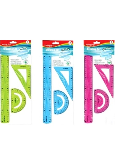 Keyroad Cetvel Seti Esnek 3 Parça - 4 Set Çok Renkli