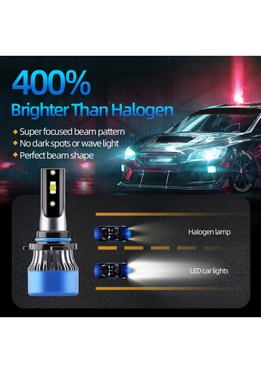 Ranyeek Q2 Led Araba Farları 9006/hb4 Çift Paket - Ip68 Su Geçirmez 6000lm 6000k 200m Işık Aralığı