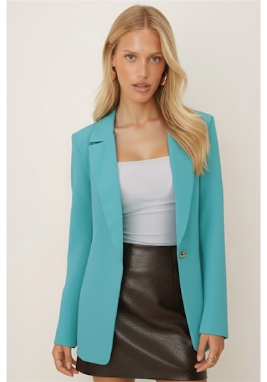 Armonika Kadın Turkuaz Tek Düğmeli Ceket Arm-20k001020