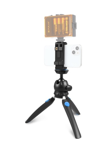 Puluz Mini Vlog Canlı Sabitleyici Standı Akıllı Telefonlar İçin Telefon Kelepçeli Tripod Mavi