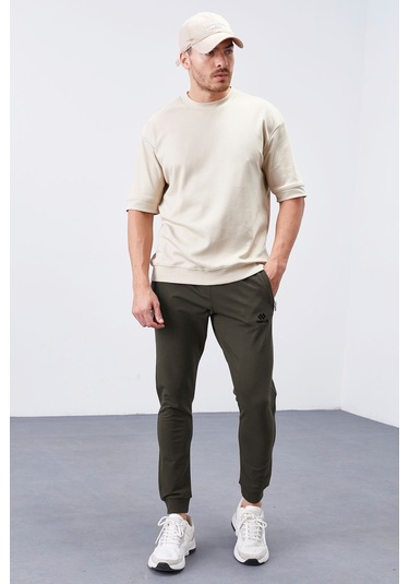 Tommy Life Haki Fermuar Cepli Dar Kalıp Jogger Erkek Eşofman Alt - 84343 Haki