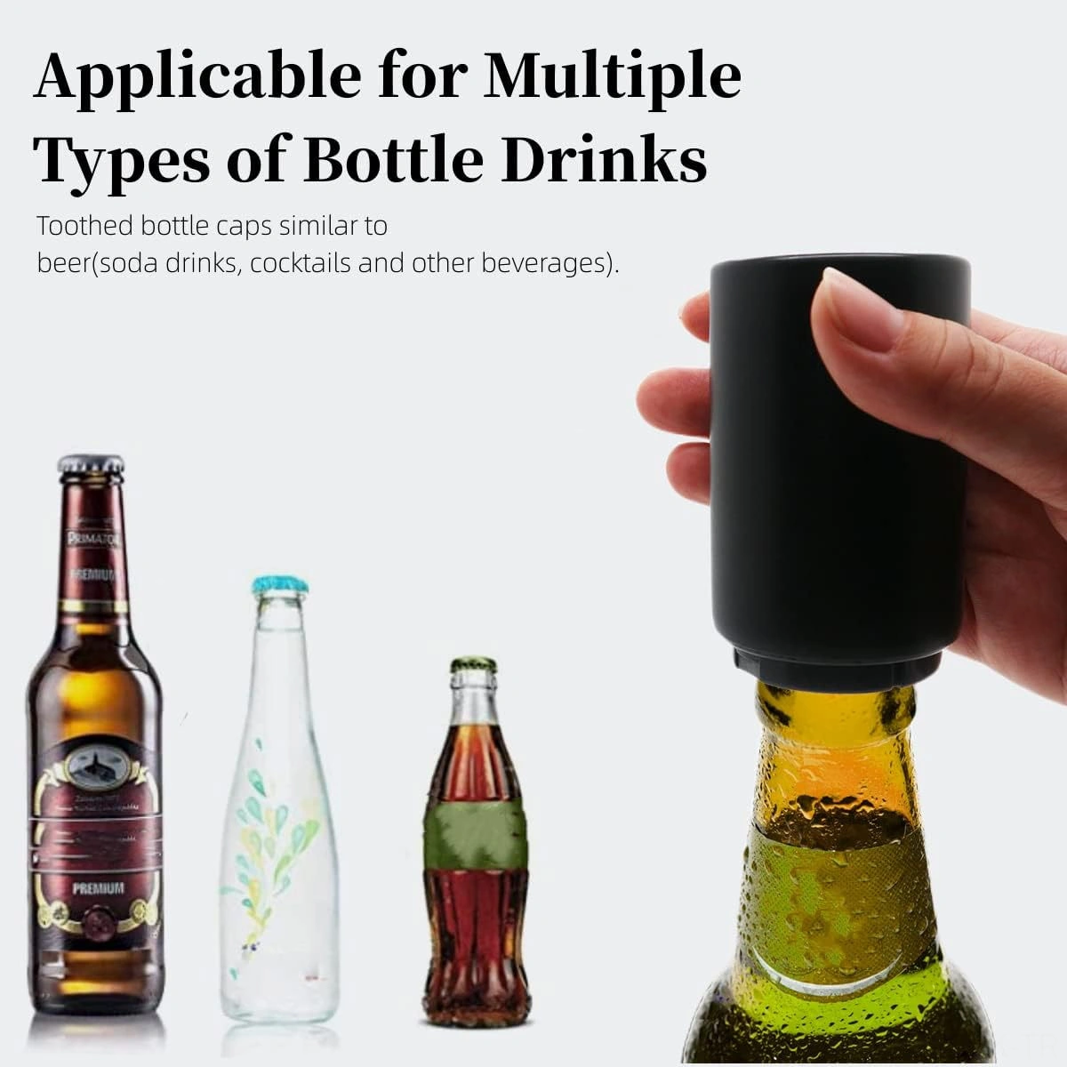 Xindoker Stainless Steel Otomatik Manyetik Basma Şeklinde Şişe Açıcı Siyah, 2 Adet Siyah