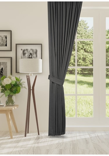 Cheap's Home Petek Dokulu Kadife Dokuma Sık 1 X 3 Pileli Fon Perde Antrasit