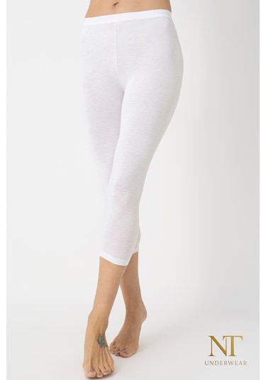 Nt Underwear Kadın Bambu Kapri Tayt Hafif, Rahat, Terletmeyen Beyaz