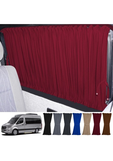 Pandami Mercedes Sprinter W907 Uzun 2018+ Uyumlu Bordo Raylı Oto Perde Takımı