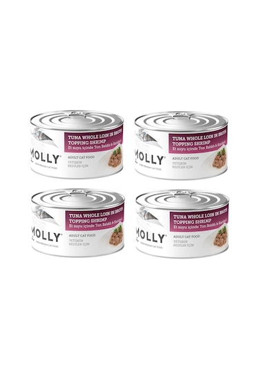 Molly Ton Ve Karidesli Et Suyu İçinde Yetişkin Kedi Konservesi 85 Gr. X 4 Adet