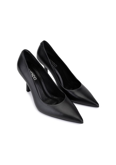 Tamer Tanca Kadın Hakiki Deri Siyah Deri Topuklu Ayakkabı 1160 26979 Bn Ayk Sk25-26 Sıyah Dr Siyah