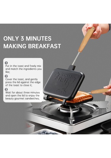 Yifomall Çift Taraflı Isıtmalı, Takoçulu Ve Yıkanabilir Tost Makinesi - Mutfak Ve Kamp İçin Hamur Pişirici Çok Renkli