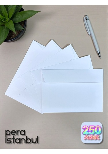 250 Adet C6 Beyaz Davetiye Lüks Tebrik Kartı Mektup Mühür Cüzdan Büyük Kapasiteli Zarf 114x162mm