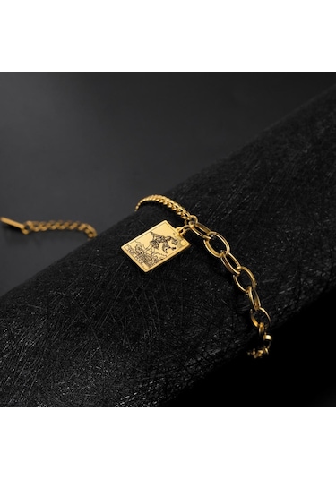 Tarot Kartları Bilezikler Kadın Erkek Altın Renk Paslanmaz Çelik Binbaşı Arcana Muska Tarot Takı Hediyeler The Sun11