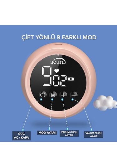 Acura Ac-3010 Şarjlı Lcd Ekranlı, Biberon Özellikli Göğüs Pompası