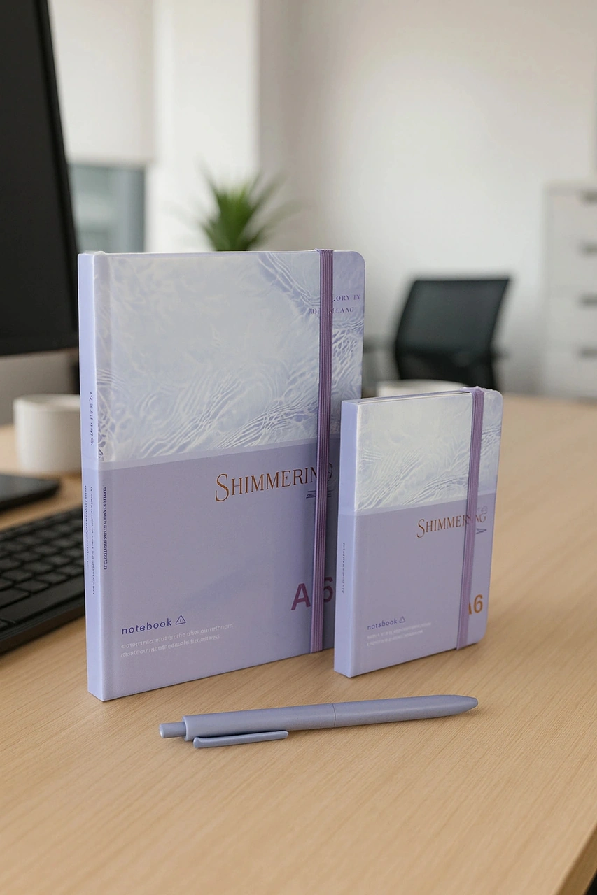 2 Adet Ajanda Çizgili Not Defteri-uçlu Kalem Hediyeli Shimmering Mavi