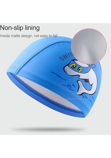 Çocuk Yüzme Şapkası Pu Baskılı Sevimli Yunus Desenli Elastik Yüzme Şapkası Pembe